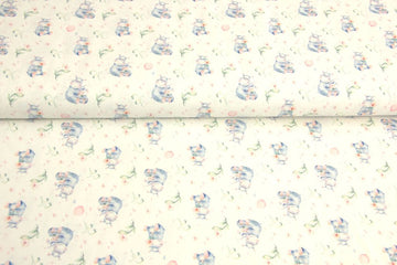 Baumwollwebware, Nilpferde, ecru, 0,5 m
